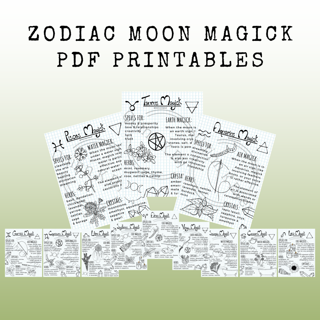 Zodiac Moon Magick Digital Download Printouts