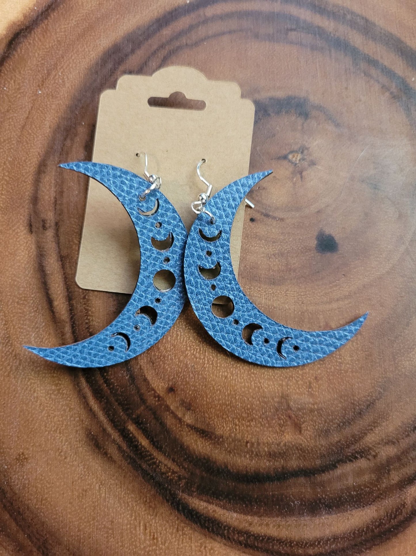 Leather Moon Earrings