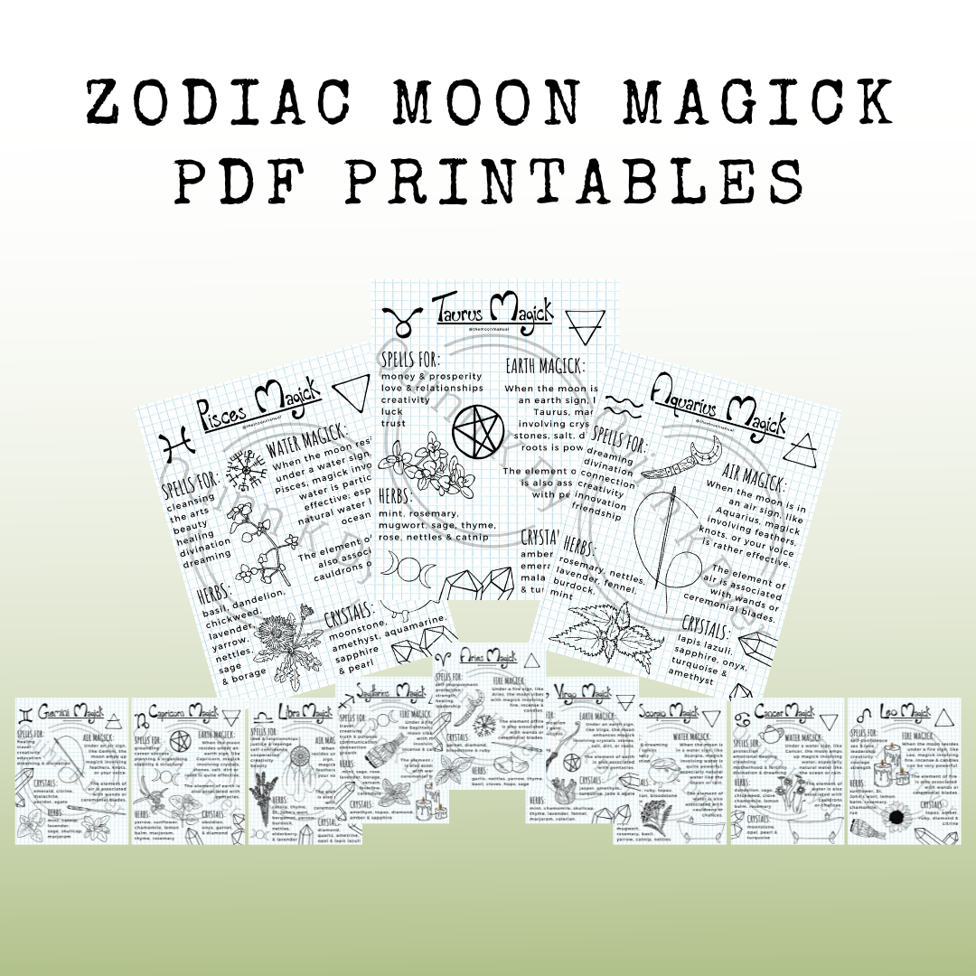 Zodiac Moon Magick Digital Download Printouts