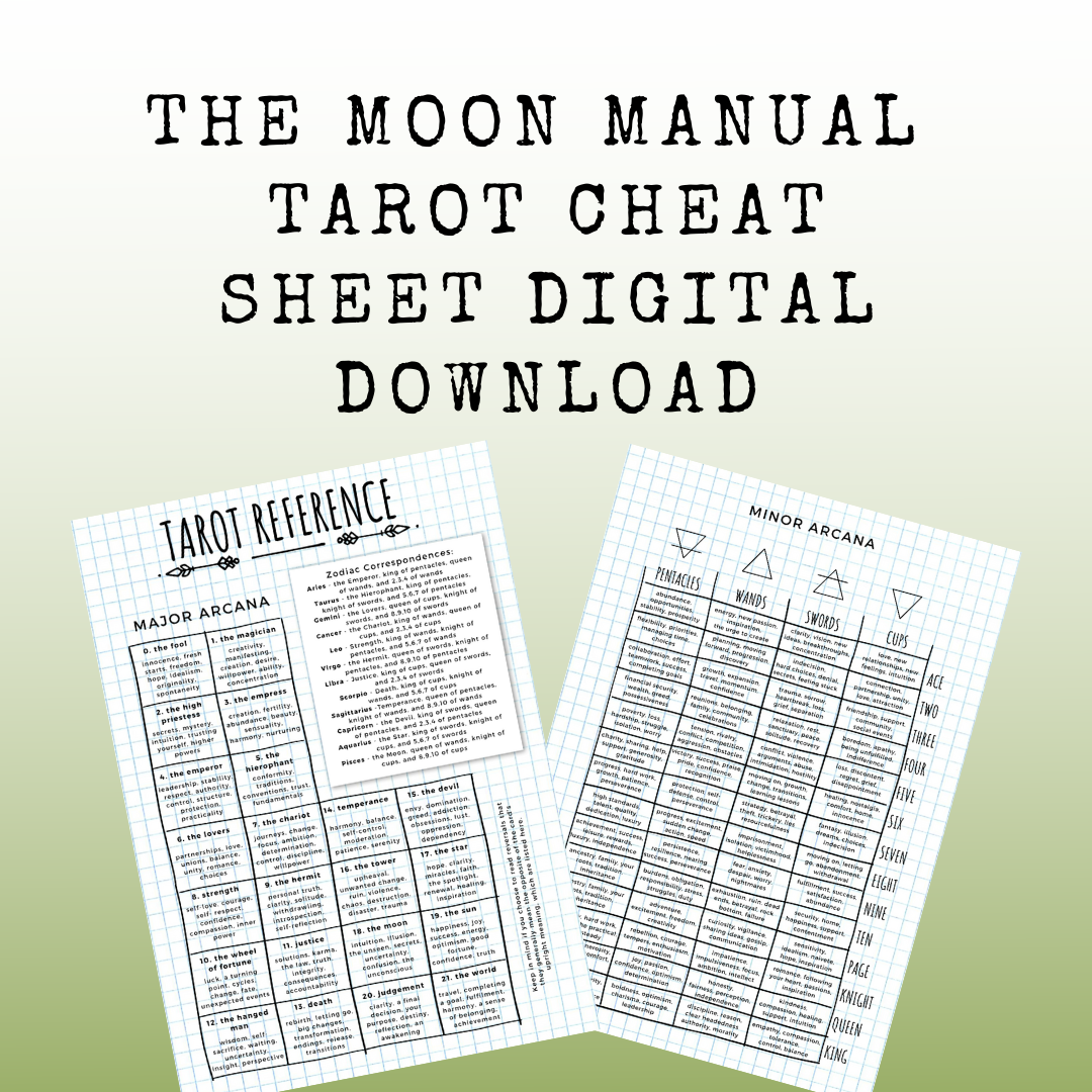 Tarot Cheat Sheet PDF Digital Download