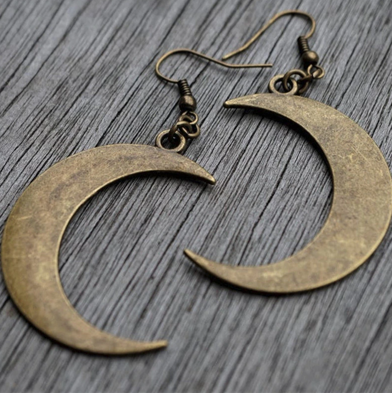 Bronze Crescent Moon Earrings