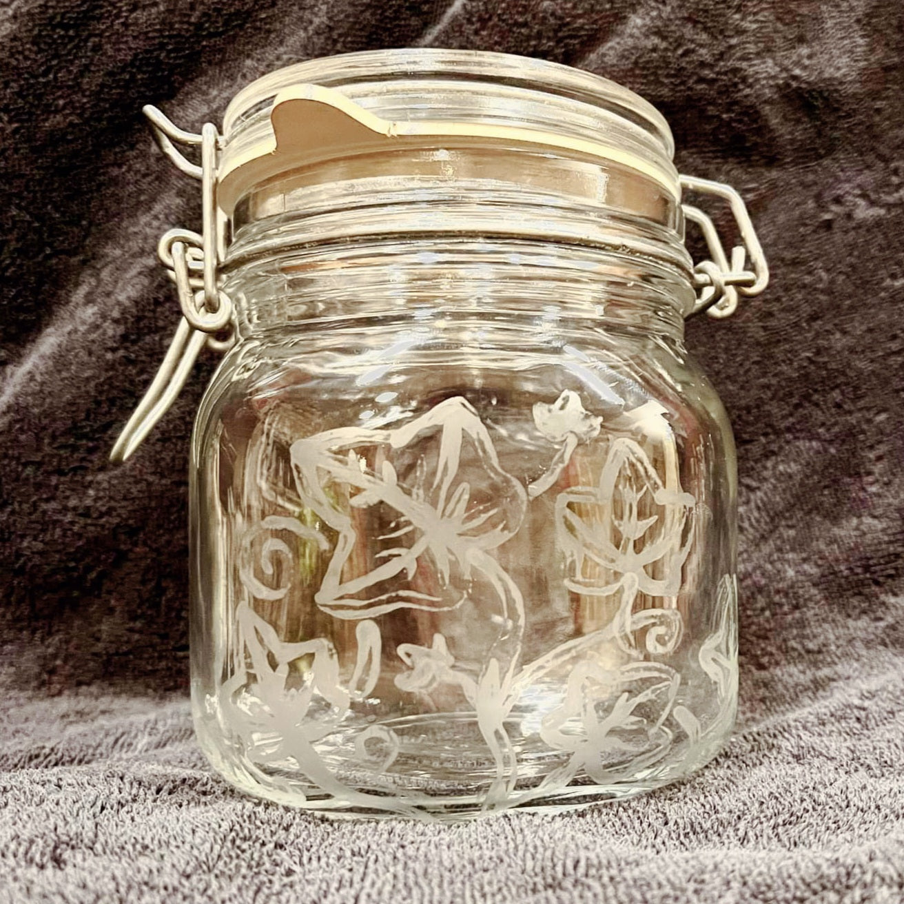 Handetched Ivy Jar
